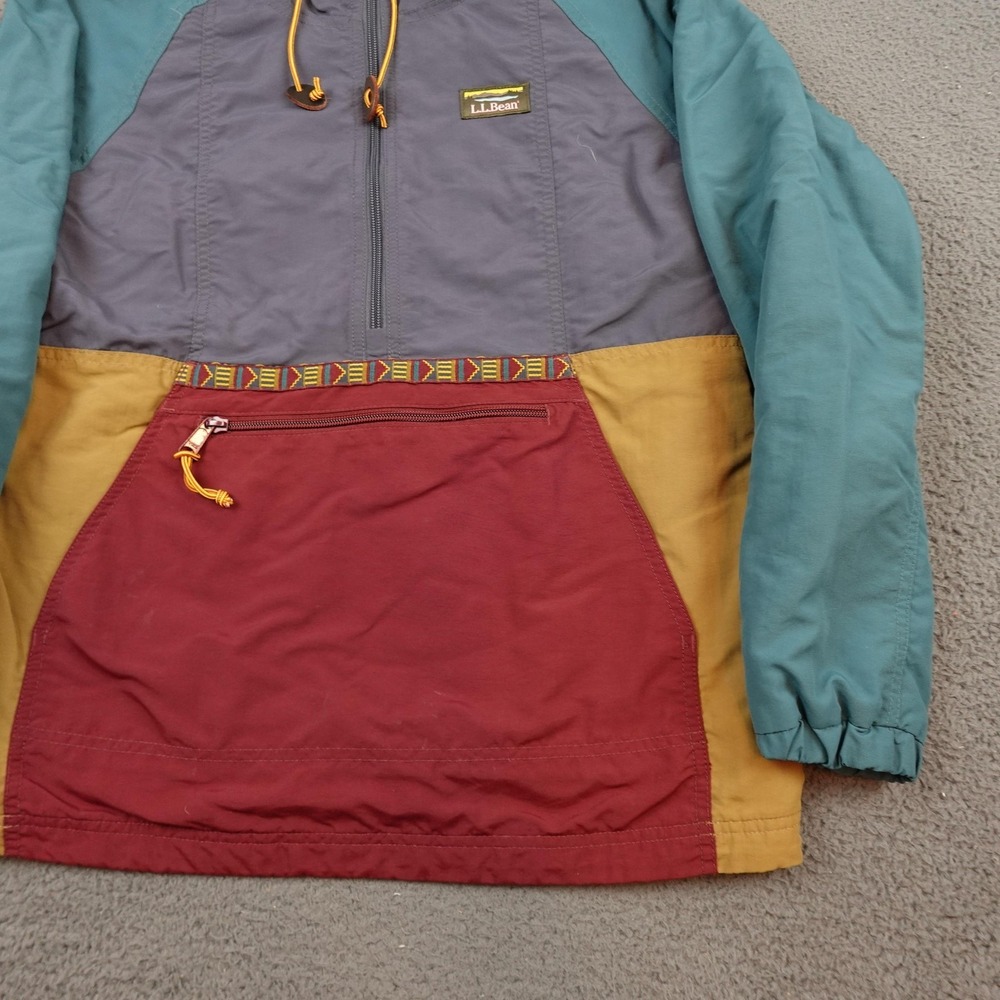 LL Bean Jacket Womens XS Multicolor Colorblock Hooded Insulated Anorak Half Zip - Picture 2 of 11